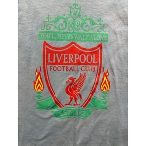 Liverpool FC Kids Long Sleeve Graphic T-Shirt Light Blue LFC Crest Soccer Tee S